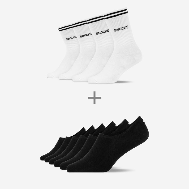 Sneaker Essentials Bundle - Hoge sportsokken met strepen - Sokken