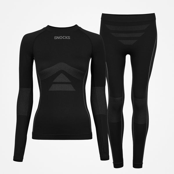 Set Intimo Termico Donna Per L'Inverno - Top E Leggings In Felpa Morbida, Taglie L E XL, Nero
