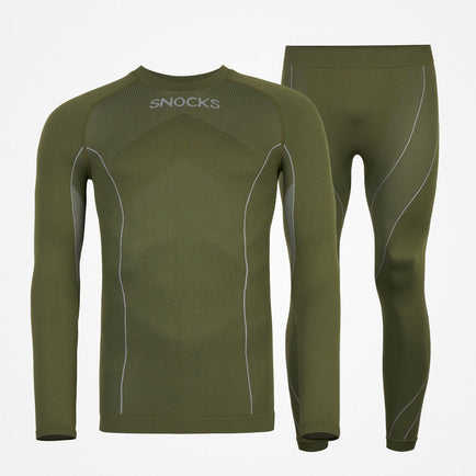 Thermo-ondergoed heren met duimgat - Kleding - Olive